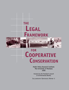 Report cover for The Legal Framework for Cooperative Conservation