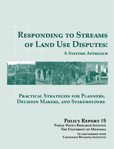 Report cover for Responding to Streams of Land Use Disputes, A Systems Approach